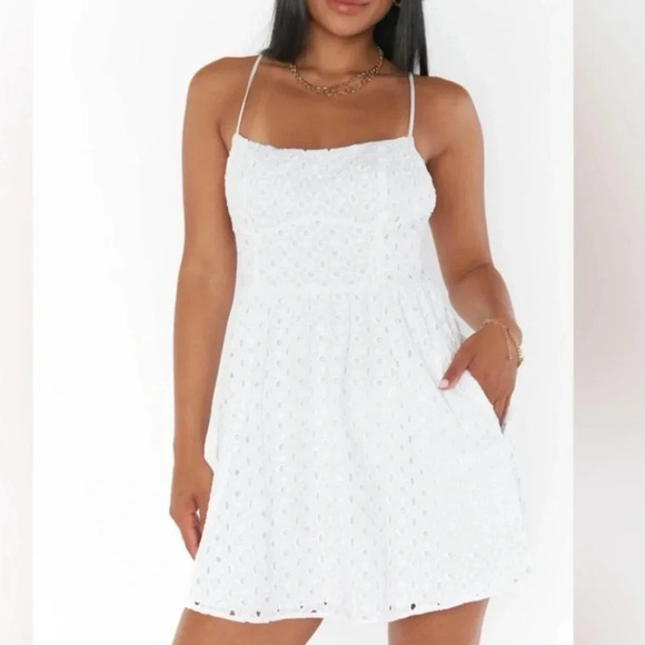Show Me Your MuMu Dresses & Skirts - Show Me Your Mumu Out of Town Mini Dress White Eyelet Size Small
